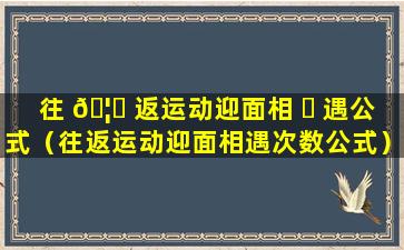 往 🦆 返运动迎面相 ☘ 遇公式（往返运动迎面相遇次数公式）